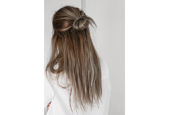 35 Best Half-Up Bun Hairstyles That Don't Look Messy | Half bun hairstyles,  Cute hairstyles for short hair, Bun hairstyles